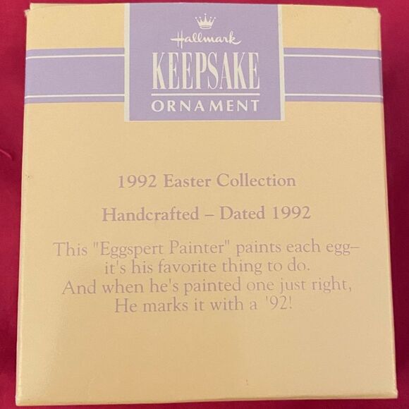 Easter Hallmark Keepsake Ornament 1992 Eggspert Painter Bunny Painting Egg - Picture 2 of 7
